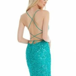 Ashleylauren Ashley Lauren 4395 Lilac Cocktail Dress Sequins With Lace Up Back Homecoming Dress