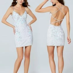 Backless Dresses Primavera Couture 3516 Beaded Cocktail Dress Backless Short Fitted Homecoming Dress 31 Backless Dresses Primavera Couture 3516 Beaded Cocktail Dress Backless Short Fitted Homecoming Dress