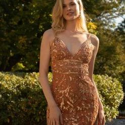 In Stock Primavera Couture 3542 Nude Orange Cocktail Dress V Neckline Fitted Sequins Homecoming Dress Size 2 58 In Stock Primavera Couture 3542 Nude Orange Cocktail Dress V Neckline Fitted Sequins Homecoming Dress Size 2