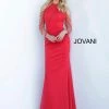 Discontinued Jovani Dress 3549 Red High Neckline Fitted Embellished Prom Gown Fringe Fringe & Tassels