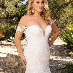 In Stock Mermaid Dresses Casablanca Bridal 2376 KARINA Fit And Flare Wedding Dress Bridal Gown Size 14 Lace Off The Shoulder