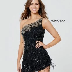 In Stock Primavera 3556 Short One Shoulder Fringe Tassel Beaded Cocktail Dress Formal Gown Size 2 32 In Stock Primavera 3556 Short One Shoulder Fringe Tassel Beaded Cocktail Dress Formal Gown Size 2