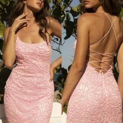 Primavera Couture 3558 Cocktail Dress Rosette Beaded Scoop Neckline Lace Up Tie Back Backless Dresses 59 Primavera Couture 3558 Cocktail Dress Rosette Beaded Scoop Neckline Lace Up Tie Back Backless Dresses