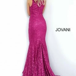 Mermaid Dresses Jovani 3559 Sequin Embellished Lace Prom Dress High Neck Mermaid Gown Long