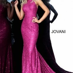 Mermaid Dresses Jovani 3559 Sequin Embellished Lace Prom Dress High Neck Mermaid Gown Long