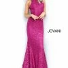 Mermaid Dresses Jovani 3559 Sequin Embellished Lace Prom Dress High Neck Mermaid Gown Long