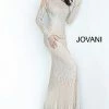 Discontinued Jovani 3601 Boat Neckline Nude Long Sleeve Fitted Evening Gown Long Sleeve Dresses