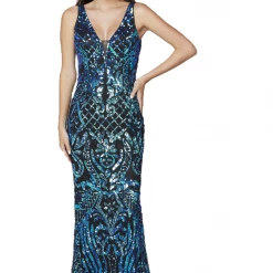 In Stock Primavera Couture 3612 Size 4, 16 Long Fitted Sequin Formal Prom Dress Pageant Gown Backless Backless Dresses