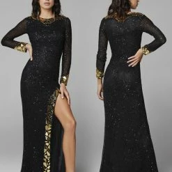 In Stock Primavera Couture 3614 Sz 4 Ivory Long Sleeve Prom Dress Fitted Formal Cut Glass Beaded Gown Long Sleeve Dresses