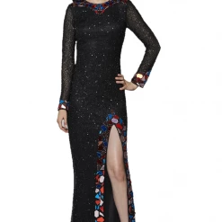 In Stock Primavera Couture 3614 Sz 4 Ivory Long Sleeve Prom Dress Fitted Formal Cut Glass Beaded Gown Long Sleeve Dresses