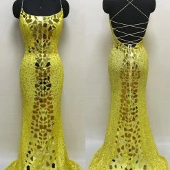 In Stock Primavera Couture 3616 Size 8 Rose Gold Cut Glass Prom Dress Fitted Sequin Backless Formal Gown