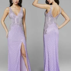 In Stock Primavera Couture 3617 Lilac Prom Dress Size 2 Long Fitted Beaded Formal Pageant Gown Backless Dresses