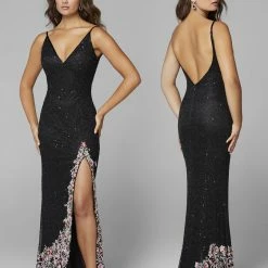 Primavera Couture 3618 Long Fitted Beaded Floral Evening Dress Prom Pageant Formal Backless Dresses