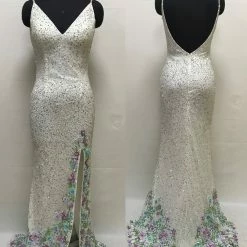 Primavera Couture 3618 Long Fitted Beaded Floral Evening Dress Prom Pageant Formal Backless Dresses
