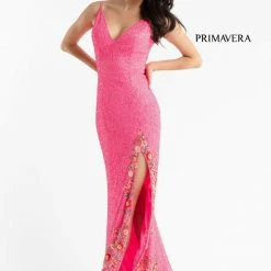 Primavera Couture 3618 Long Fitted Beaded Floral Evening Dress Prom Pageant Formal Backless Dresses
