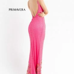 Primavera Couture 3618 Long Fitted Beaded Floral Evening Dress Prom Pageant Formal Backless Dresses