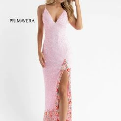 Primavera Couture 3618 Long Fitted Beaded Floral Evening Dress Prom Pageant Formal Backless Dresses