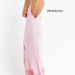 Primavera Couture 3618 Long Fitted Beaded Floral Evening Dress Prom Pageant Formal Backless Dresses