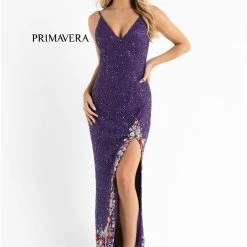 Primavera Couture 3618 Long Fitted Beaded Floral Evening Dress Prom Pageant Formal Backless Dresses