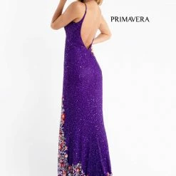 Primavera Couture 3618 Long Fitted Beaded Floral Evening Dress Prom Pageant Formal Backless Dresses