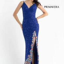 Primavera Couture 3618 Long Fitted Beaded Floral Evening Dress Prom Pageant Formal Backless Dresses