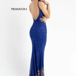 Primavera Couture 3618 Long Fitted Beaded Floral Evening Dress Prom Pageant Formal Backless Dresses