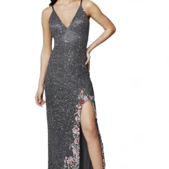 Primavera Couture 3618 Long Fitted Beaded Floral Evening Dress Prom Pageant Formal Backless Dresses