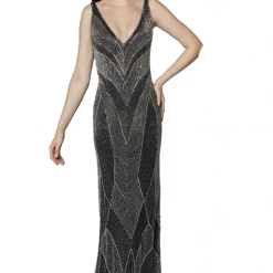 In Stock Primavera Couture 3629 Long Fitted Beaded Formal Prom Dress Backless Gown Size 8