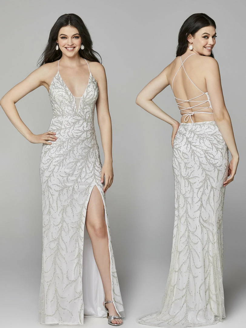 Primavera Couture 3636 Long Fitted Beaded Prom Dress V Neck Slit Formal Pageant Backless Dresses 17 Primavera Couture 3636 Long Fitted Beaded Prom Dress V Neck Slit Formal Pageant Backless Dresses