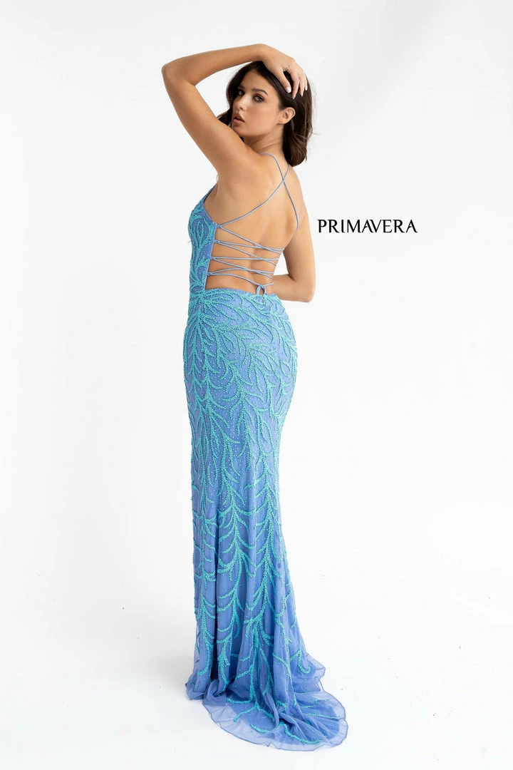 Primavera Couture 3636 Long Fitted Beaded Prom Dress V Neck Slit Formal Pageant Backless Dresses 39 Primavera Couture 3636 Long Fitted Beaded Prom Dress V Neck Slit Formal Pageant Backless Dresses