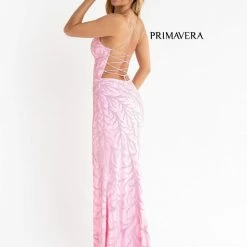 In Stock Primavera Couture 3636 Size 00 Long Fitted Beaded Prom Dress V Neck Slit Formal Pageant