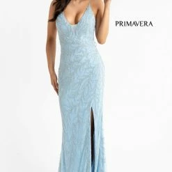Primavera Couture 3636 Long Fitted Beaded Prom Dress V Neck Slit Formal Pageant Backless Dresses 85 Primavera Couture 3636 Long Fitted Beaded Prom Dress V Neck Slit Formal Pageant Backless Dresses