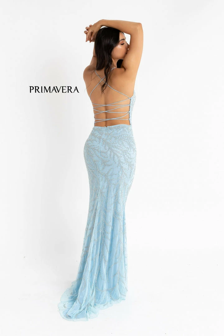 Primavera Couture 3636 Long Fitted Beaded Prom Dress V Neck Slit Formal Pageant Backless Dresses 43 Primavera Couture 3636 Long Fitted Beaded Prom Dress V Neck Slit Formal Pageant Backless Dresses