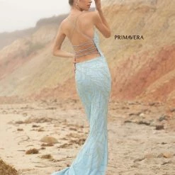 Primavera Couture 3636 Long Fitted Beaded Prom Dress V Neck Slit Formal Pageant Backless Dresses 83 Primavera Couture 3636 Long Fitted Beaded Prom Dress V Neck Slit Formal Pageant Backless Dresses