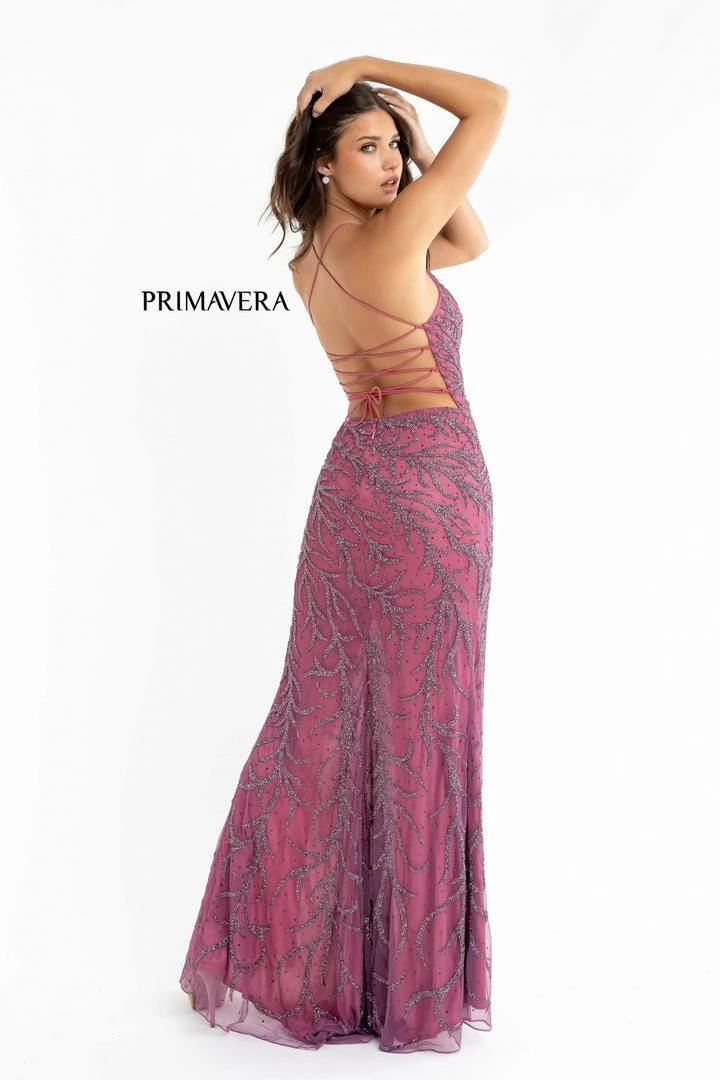 Primavera Couture 3636 Long Fitted Beaded Prom Dress V Neck Slit Formal Pageant Backless Dresses 36 Primavera Couture 3636 Long Fitted Beaded Prom Dress V Neck Slit Formal Pageant Backless Dresses