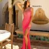 In Stock Primavera Couture 3637 Sequin One Shoulder Prom Dress With Slit Size 0, 8 Neon Pink