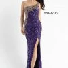 Primavera Couture 3637 Long Fitted Sequin One Shoulder Prom Dress Slit Pageant Formal