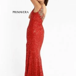 In Stock Primavera Couture 3637 Fitted Sequin One Shoulder Prom Dress With Slit Size 8 Turquoise Pageant Formal