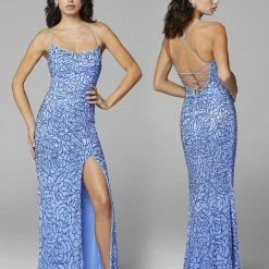 Primavera Couture 3638 Long Fitted Floral Beaded Prom Dress Backless Formal Corset Backless Dresses