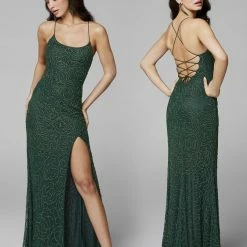 In Stock Primavera Couture 3638 Size 12 Ivory Floral Beaded Prom Dress Backless Formal Corset