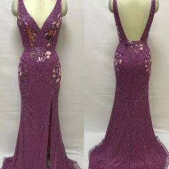 In Stock Primavera Couture 3640 Size 6 Long Beaded Cut Glass Formal Prom Dress Slit Backless Backless Dresses