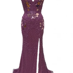 In Stock Primavera Couture 3640 Size 6 Long Beaded Cut Glass Formal Prom Dress Slit Backless Backless Dresses