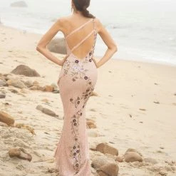 Primavera Couture 3641 Long Beaded One Shoulder Prom Dress Formal Slit Backless Backless Dresses
