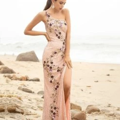 Primavera Couture 3641 Long Beaded One Shoulder Prom Dress Formal Slit Backless Backless Dresses