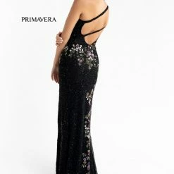 Primavera Couture 3641 Long Beaded One Shoulder Prom Dress Formal Slit Backless Backless Dresses