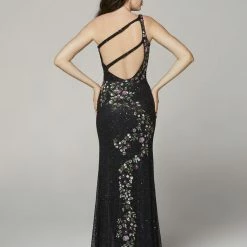 Primavera Couture 3641 Long Beaded One Shoulder Prom Dress Formal Slit Backless Backless Dresses