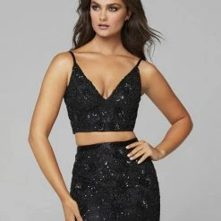 In Stock Primavera Couture 3647 Size 8 Raspberry Beaded Two Piece Prom Dress Backless Slit Backless Dresses