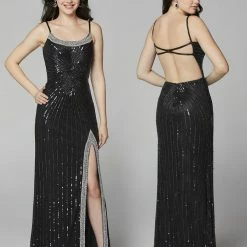 In Stock Primavera Couture 3648 Black Size 2 Sequin Backless Prom Dress Slit Formal Gown Backless Dresses 28 In Stock Primavera Couture 3648 Black Size 2 Sequin Backless Prom Dress Slit Formal Gown Backless Dresses