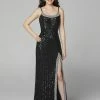 In Stock Primavera Couture 3648 Black Size 2 Sequin Backless Prom Dress Slit Formal Gown Backless Dresses