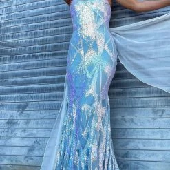 Jovani 05100 Long Fitted Sequin Mermaid Prom Dress Strapless Pageant Gown